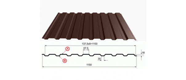 Профнастил коричневый оцинкованный  RAL 8017 С-20 купить недорого в Талдоме