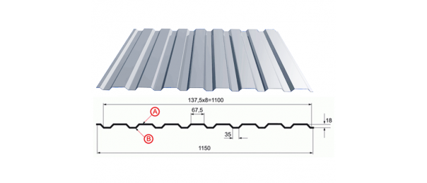 Профнастил оцинкованный С-20 1100x2500 купить недорого в Талдоме